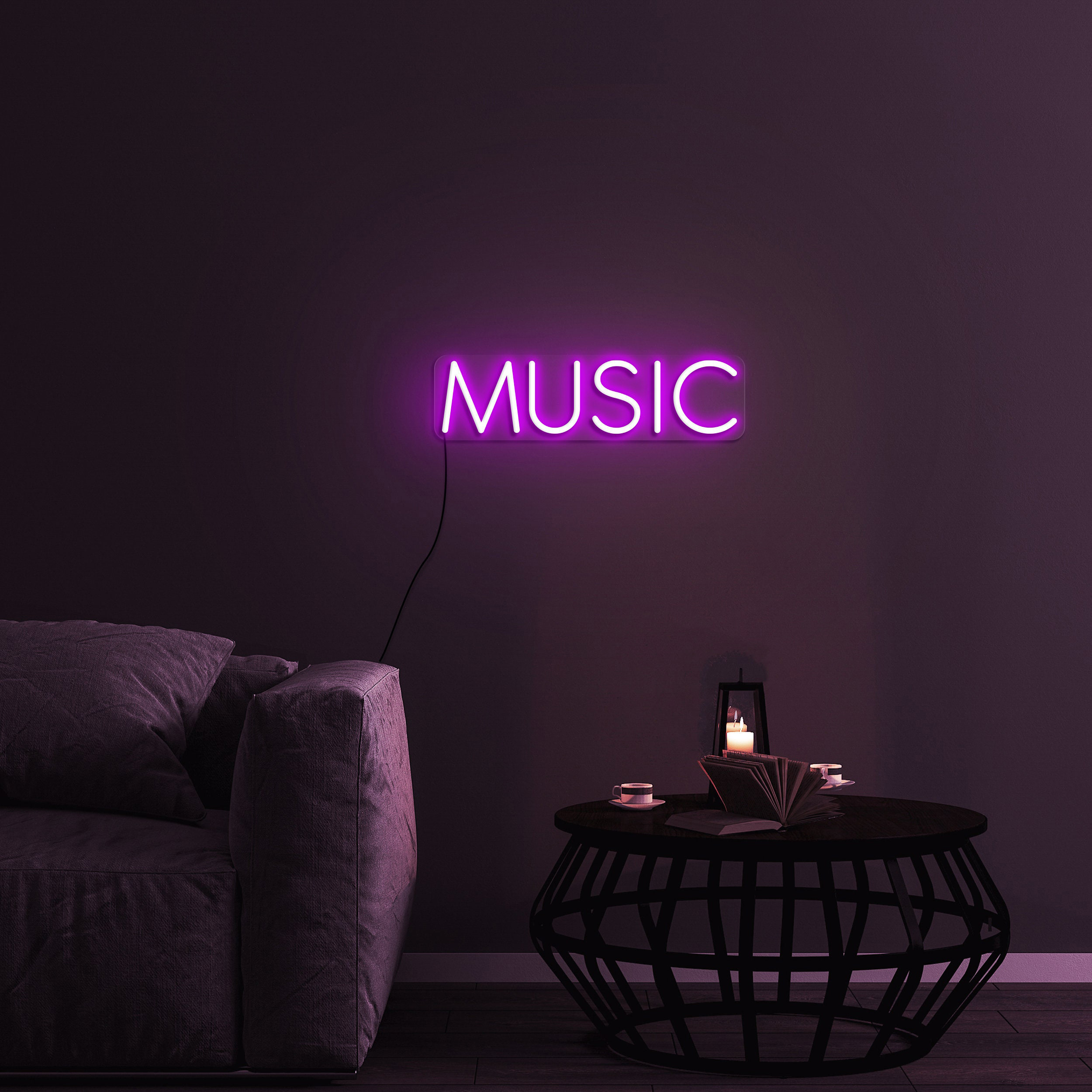 Music Neon Sign, Music Studio Office Decor, USB Powered Neon Light for Home Dorm Room Bar, Gift for Her, Led Wall Decor for Bedroom, Party