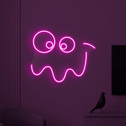 Ghost Emoji Neon Sign, Ghost Emoji LED Light, Zigzag Lips Wall Art, Spooky Face Wall Decor, Custom SIgn, Home Wall Art, Game Room Neon Light