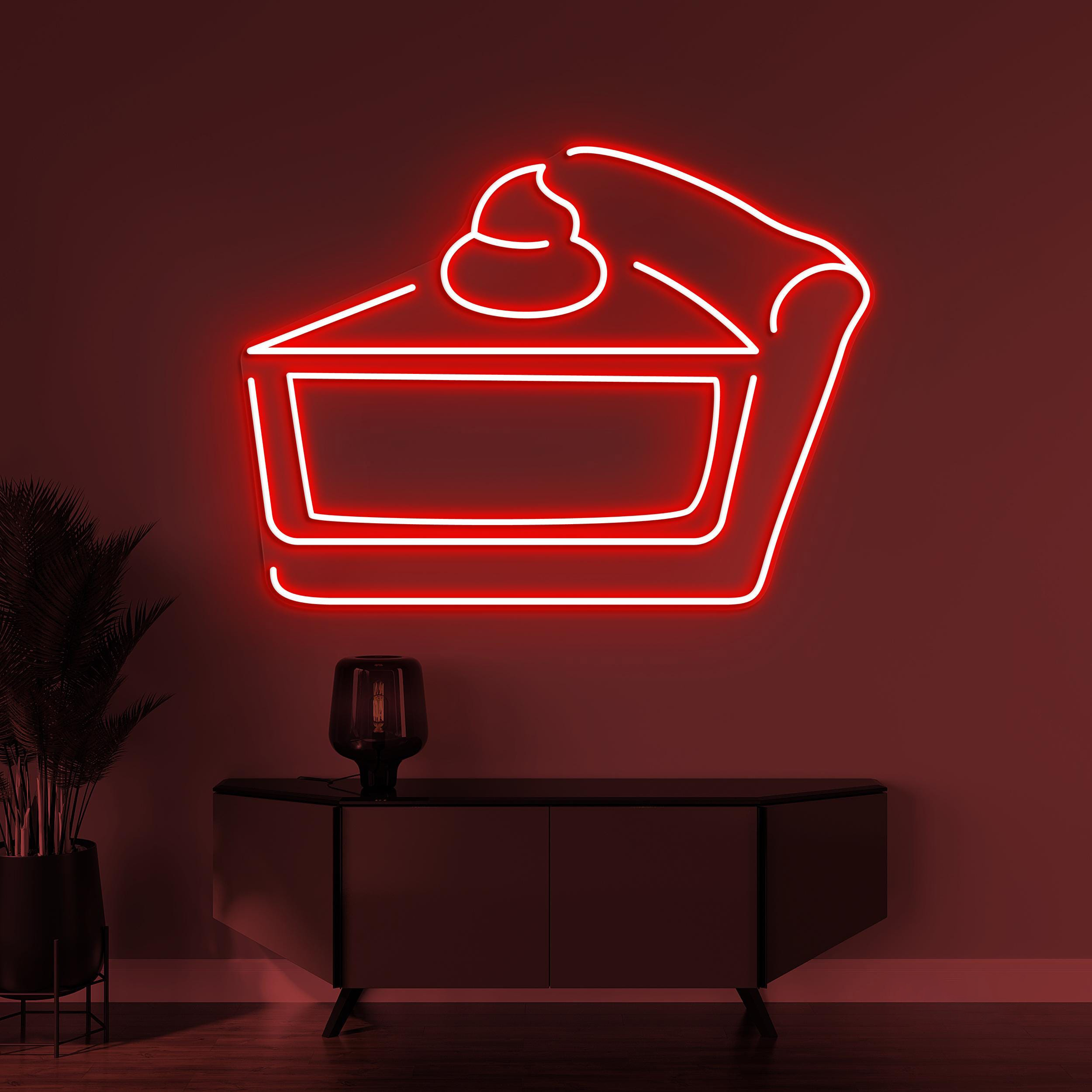 Cake Slice Neon Sign, Cake Slice LED Light, Birthday Cake Wall Decor, Dessert Time Wall Art, Pie Neon Sign, Kitchen Decor, Cake Shop Light