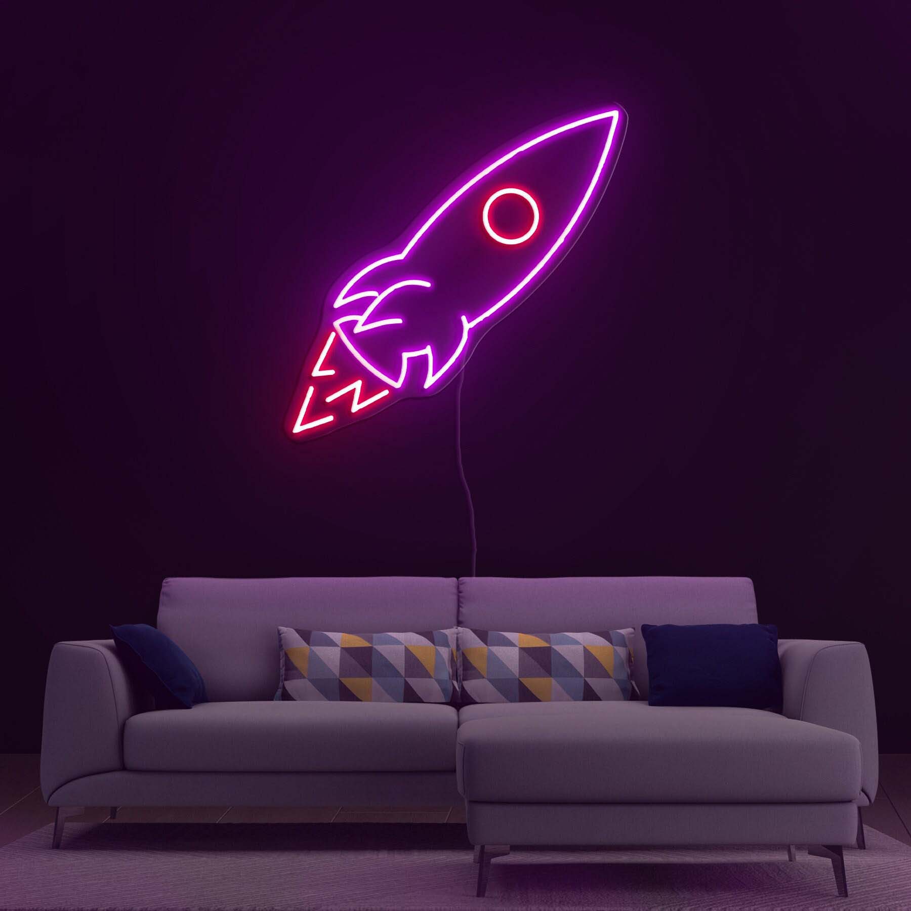 Rocket Neon Sign, LED Light Room Decor for Game Room, Bedroom, Man Cave, Wall Art for Home, Bar, Rocket Launching  Neon Sign,  Birthday Gift