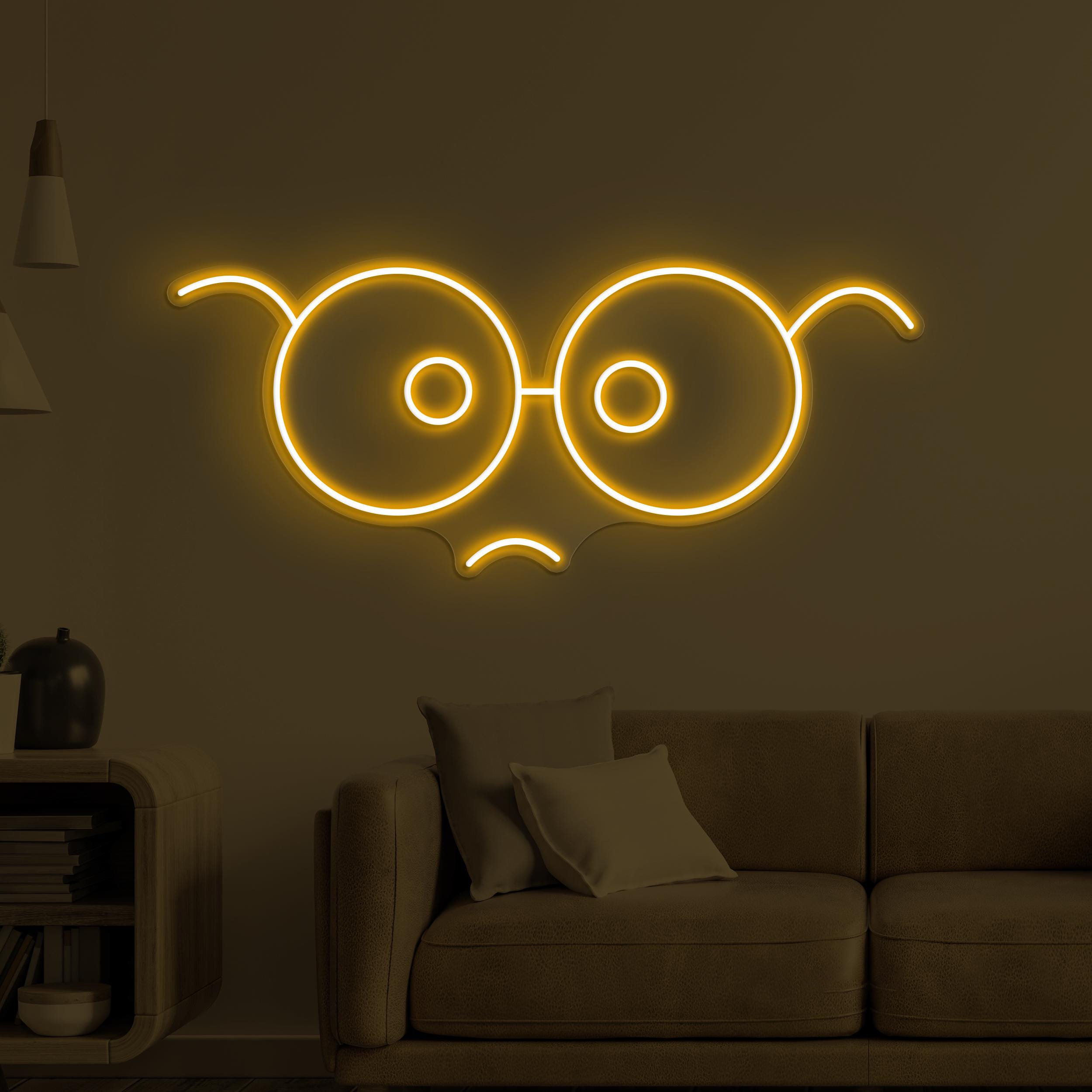 Glasses Face Neon Sign, Glasses Emoji LED Light, Sad Glasses Wall Decor, Led Neon Light, Kids Room Neon Sign, Glasses Shop Wall Decor, Gift