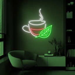 Green Tea Cup Neon Sign, Green Tea Cup LED Light, Leaf LED Sign, Green Tea Cup Wall Art, Green Tea Lover Gift, Drink Shop, Tea Store Decor
