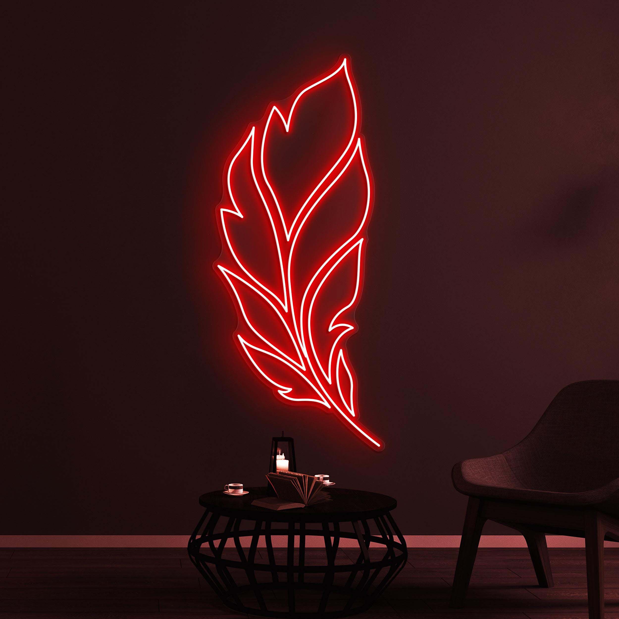 Feather Neon Sign, Feather LED Light, Home Wall Decor, Bedroom Neon Wall Light, Personalized Neon Sign, Leaf Wall Art, Nature Neon Decor