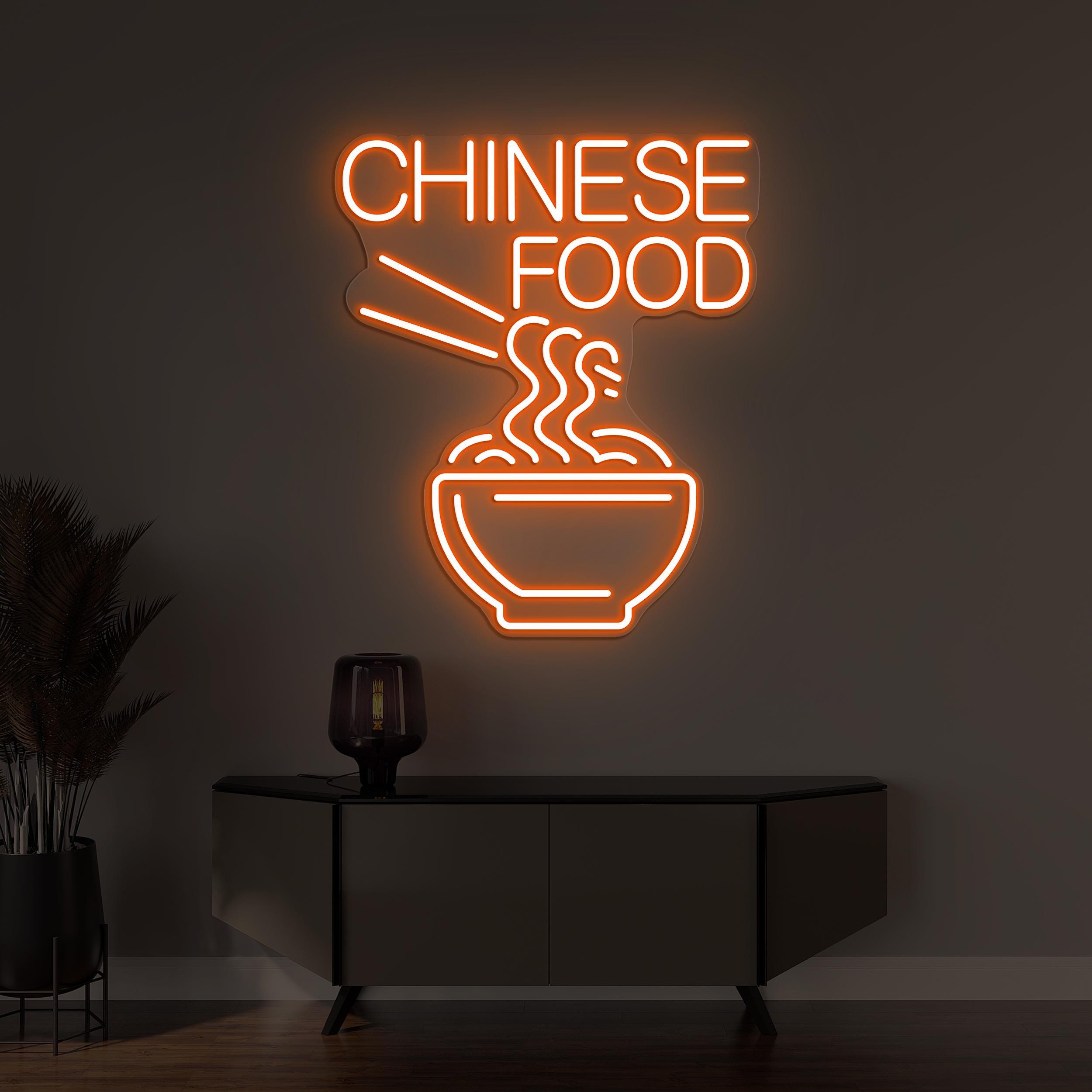 Chinese Food Neon Sign, Chinese Food LED Light, Asian Food Decor, Restaurant Wall Art, Custom Neon Sign, Personalized Chinese Food Light