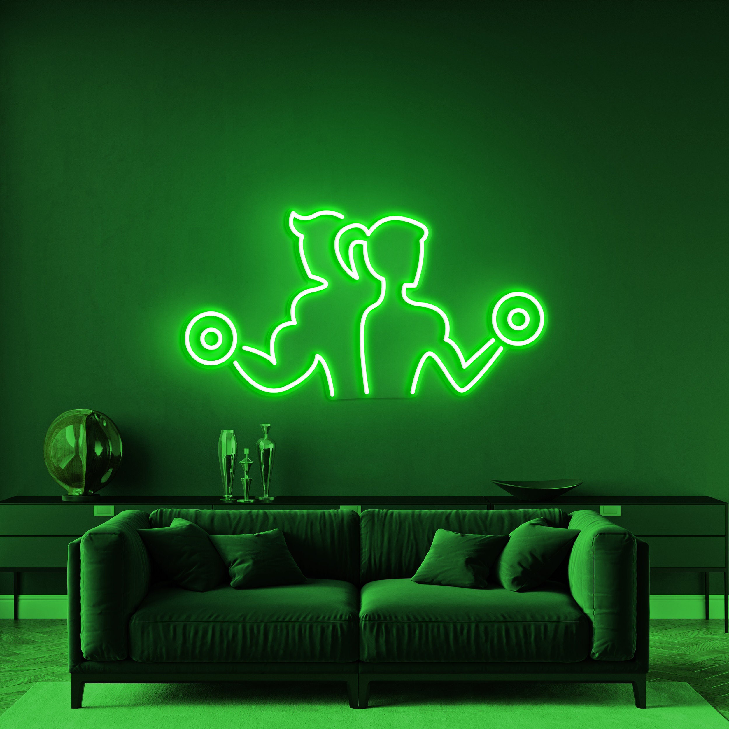 Gym Neon Sign, Man and Woman with Dumbbells Light, Fitness Decor, Custom Gym Signs, Barbell Weightlifting Sign,Neon Light for Gyms and Shops