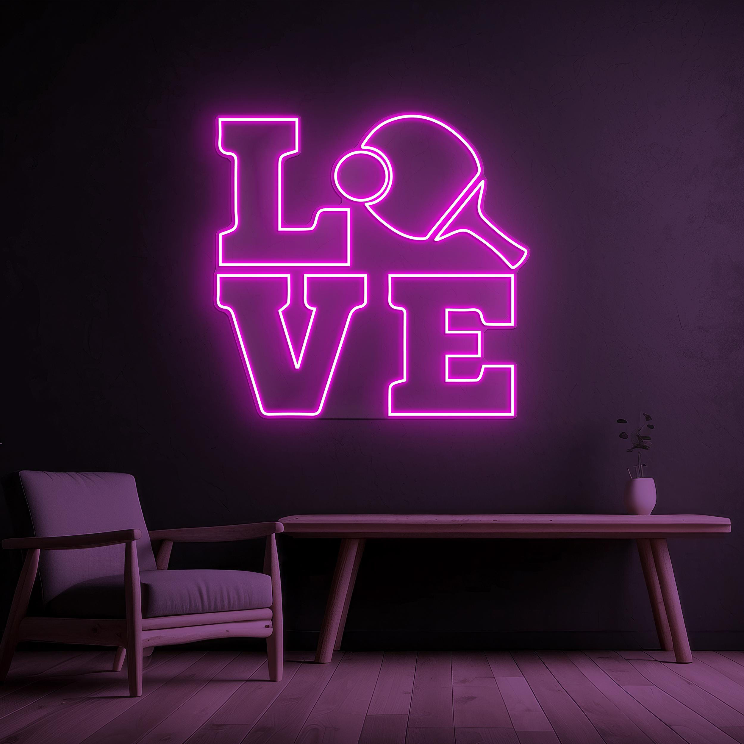 Love Ping Pong Neon Sign, Love Ping Pong LED Light, Ping Pong Paddle Ball Wall Art, Sports Club Decor, Table Tennis Decor, Tennis Lover Gift