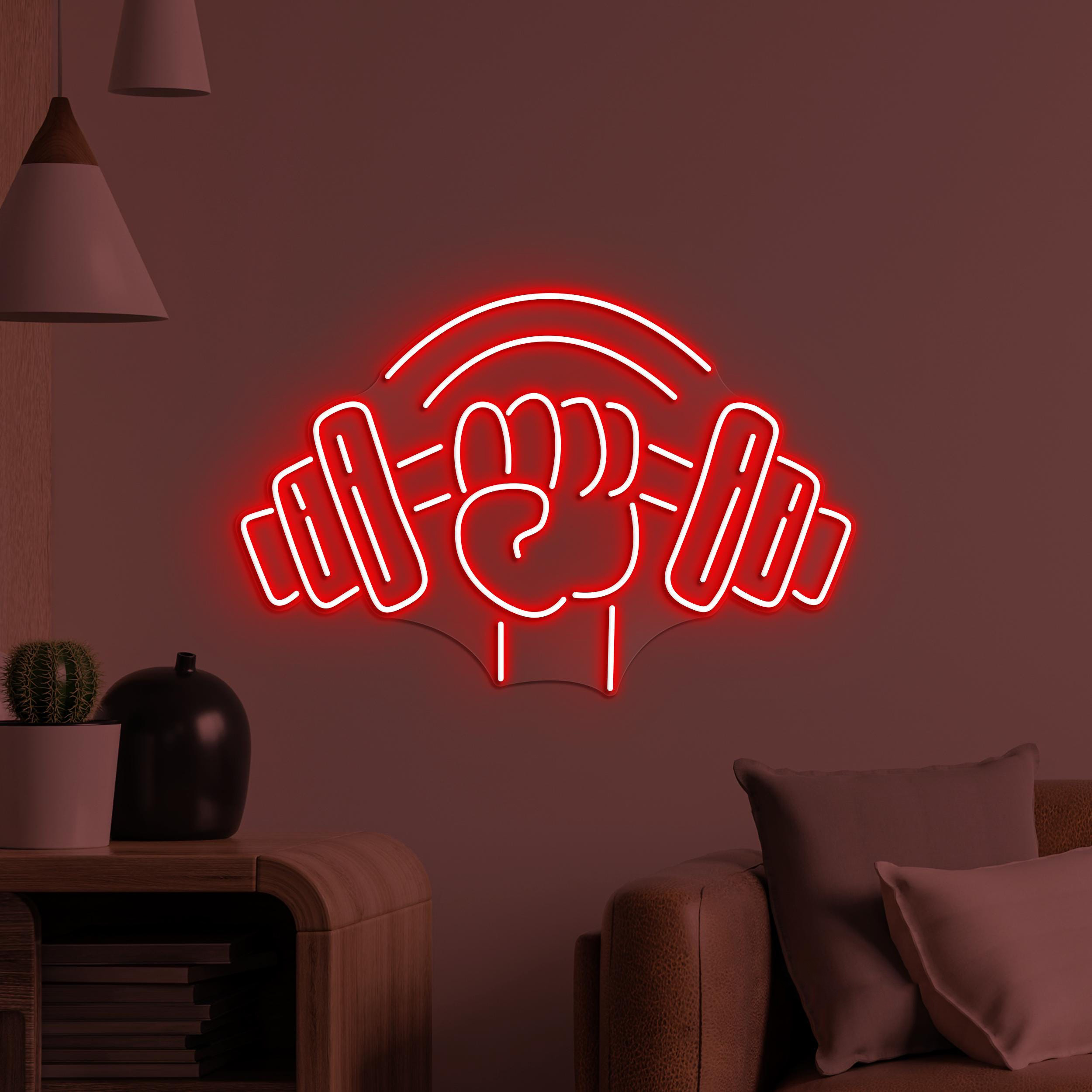 Weightlifting Neon Sign, Weightlifting LED Light, Dumbbell Wall Art, Hand Holding Dumbbell Decor, Gym Neon Light, Barbell & Fist Neon Art