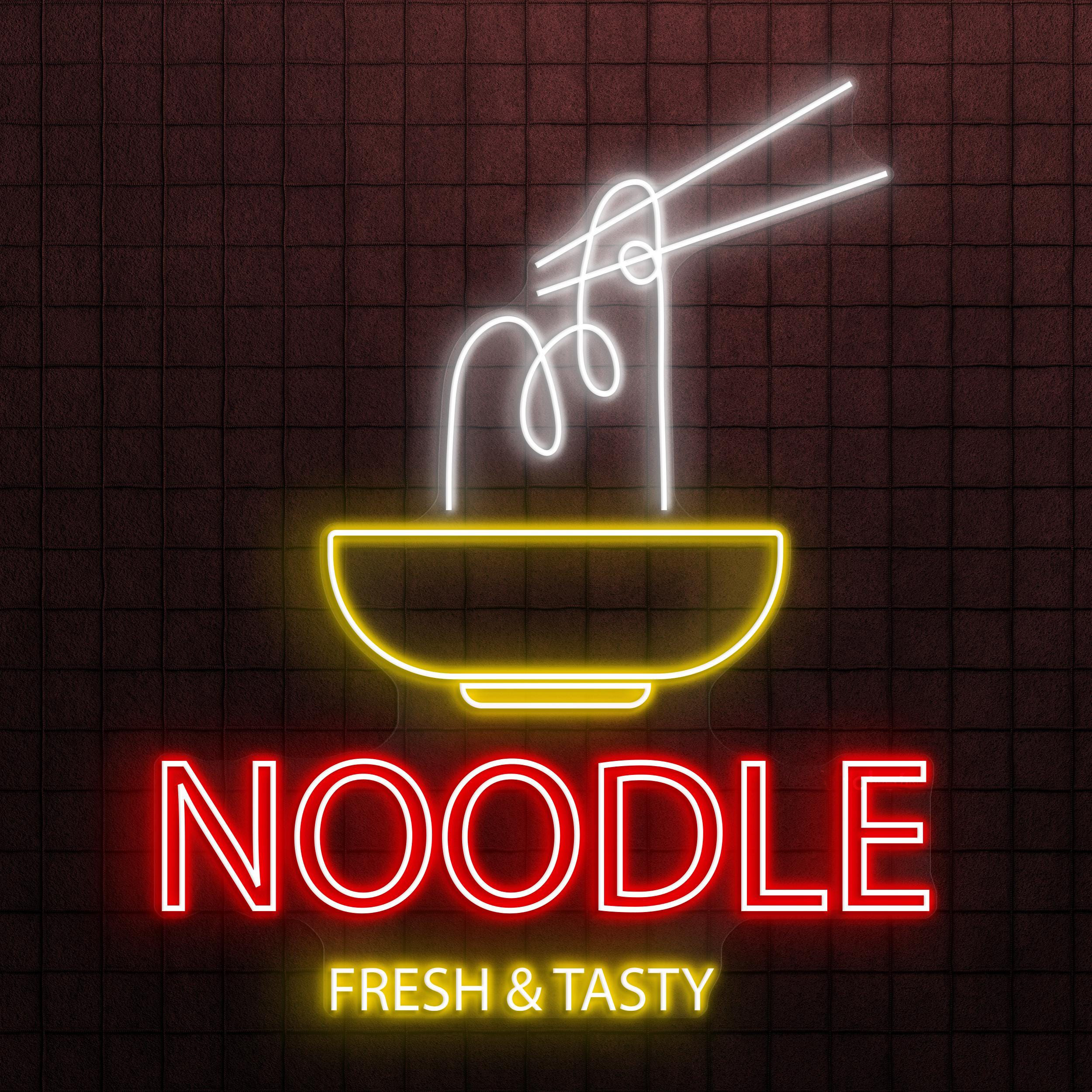 Noodles Neon Sign, Noodles LED Light, Fresh & Tasty Wall Decor, Noodles Bowl Wall Art, Kitchen Art, Ramen Shop Decor, Asian Restaurant Sign