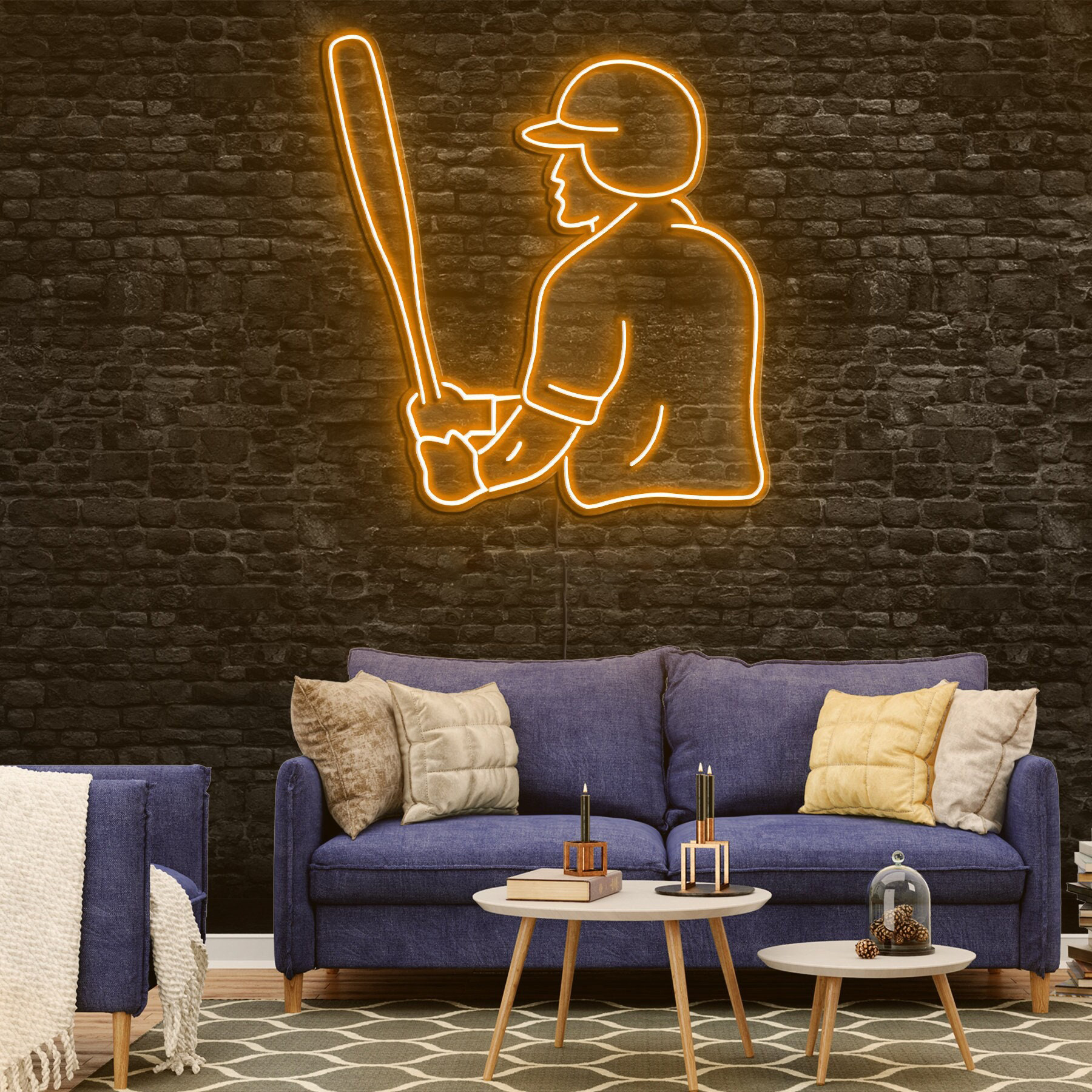 Baseball Player Neon Sign, LED Light for Sports Fans, Gaming Room Decor, Man Cave Wall Light, Sports Players Decor for Boys Room, Home Decor