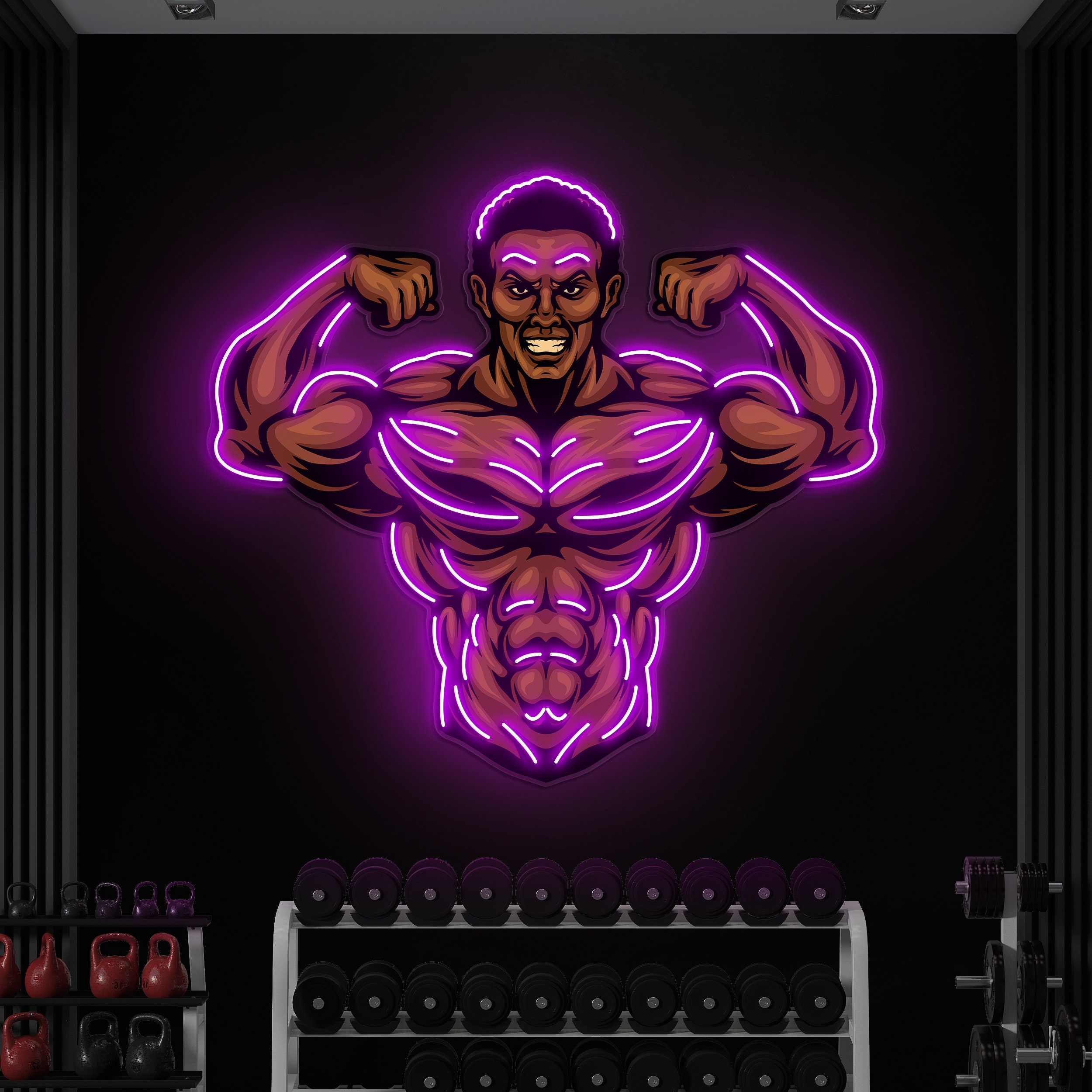 Muscles Man Neon Sign, Man with Muscles LED Light, Pop Art Sign, Gym LED Sign, Muscle Fitness Decor, Gym Decor, Sports Clubs, Sports Decor