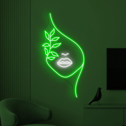 Woman with Leaves Neon Sign, Woman with Leaves LED Sign, Floral Face Wall Decor, Nature's Beauty Wall Art, Home Wall Decor, Girl Room Decor