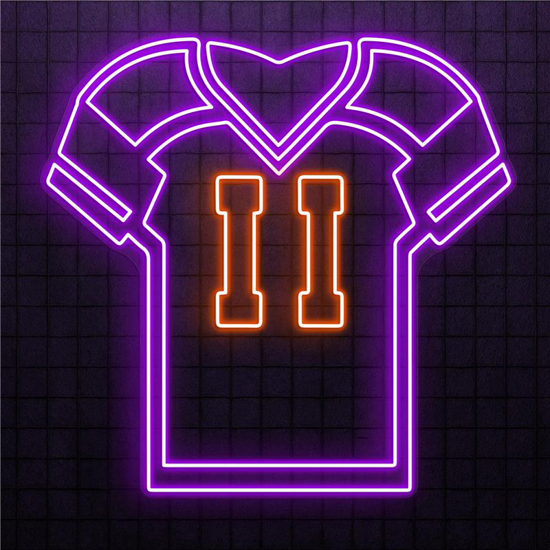 Football Jersey Neon Sign, Football Jersey LED Light, Jersey Custom Number Art, Sports Shop Wall Decor, Sports Fan Sign, Sports Shirt Sign