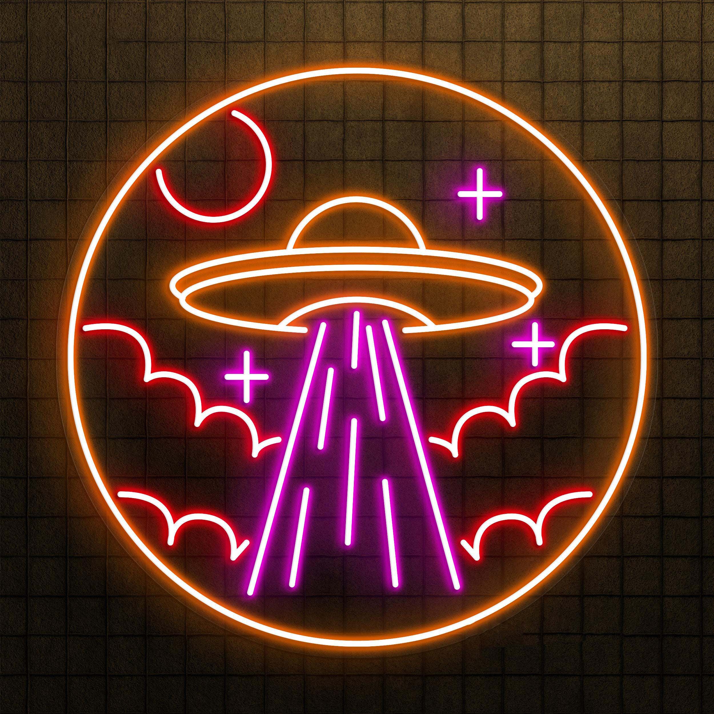 UFO Neon Sign, Ufo Alien Spaceship led Wall Art, UFO Room Decor for Game Room, Man Cave, Sci-Fi Lovers, UFO Neon Light for Party and Room