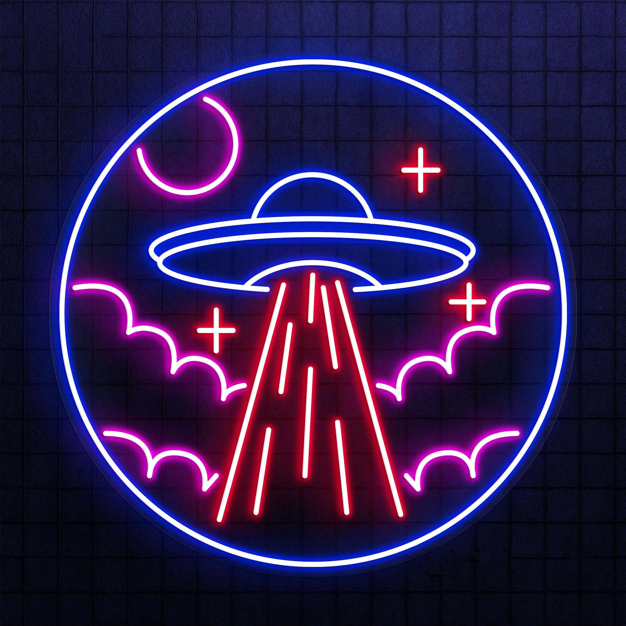 UFO Neon Sign, Ufo Alien Spaceship led Wall Art, UFO Room Decor for Game Room, Man Cave, Sci-Fi Lovers, UFO Neon Light for Party and Room
