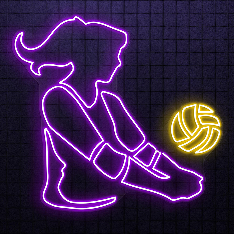 Volleyball Player Neon Sign, Girl Playing Volleyball LED Light, Volleyball Club Decor, Home Wall Art, Sports Shop Neon Light, Girl Room Sign