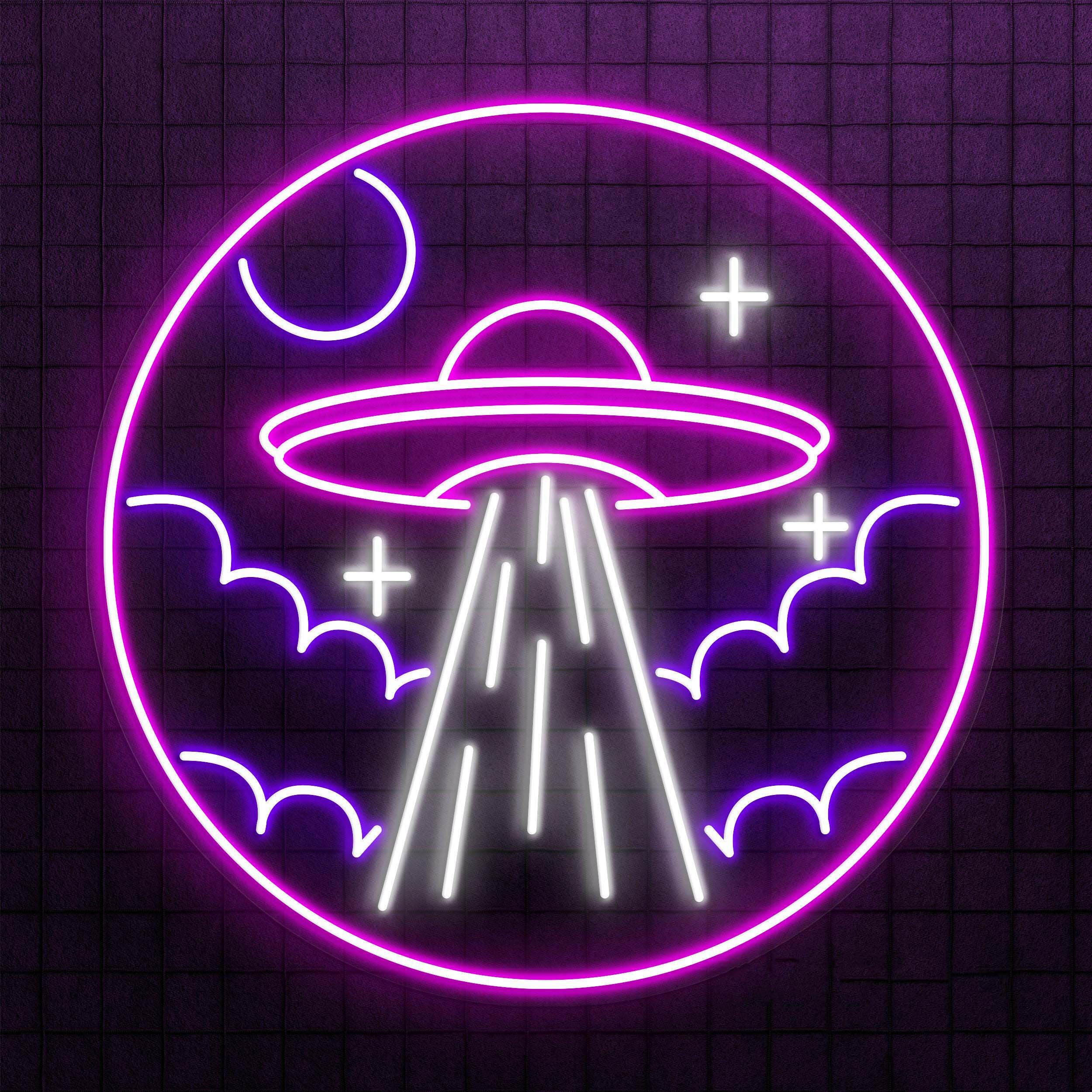 UFO Neon Sign, Ufo Alien Spaceship led Wall Art, UFO Room Decor for Game Room, Man Cave, Sci-Fi Lovers, UFO Neon Light for Party and Room