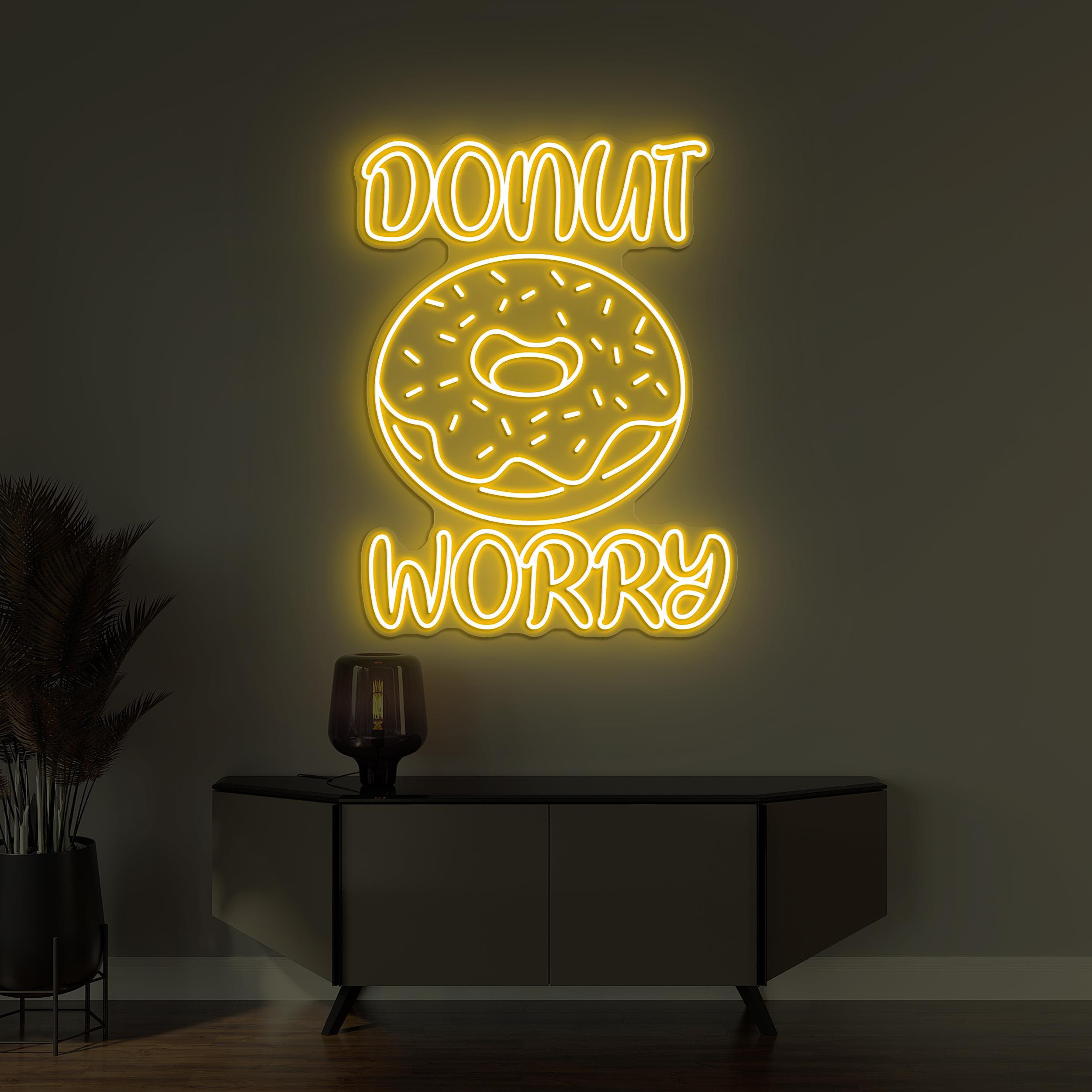 Donut Worry Neon Sign, Donut Worry LED Light, Donut Cake Wall Sign, Birthday Gift, Kitchen Wall Decor, Donut Cafe Wall Art, Donut Led Light