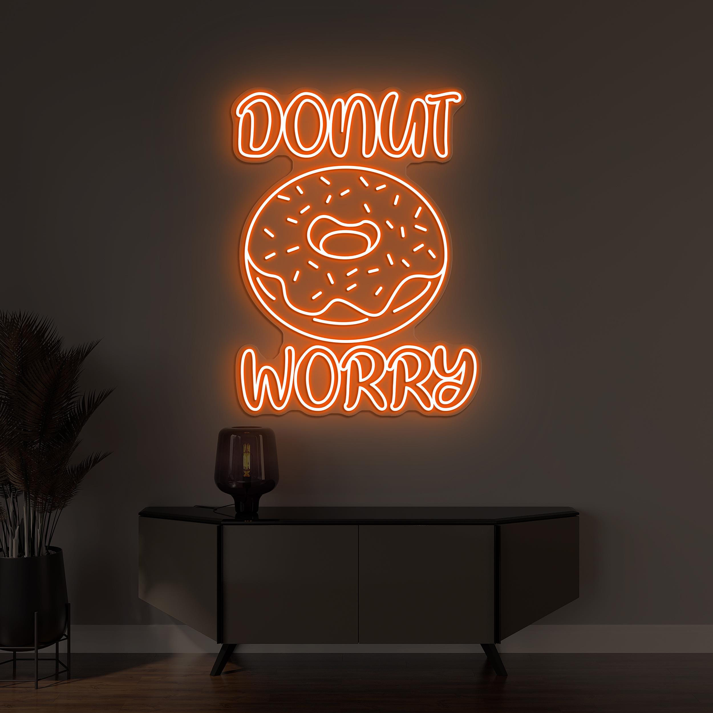 Donut Worry Neon Sign, Donut Worry LED Light, Donut Cake Wall Sign, Birthday Gift, Kitchen Wall Decor, Donut Cafe Wall Art, Donut Led Light