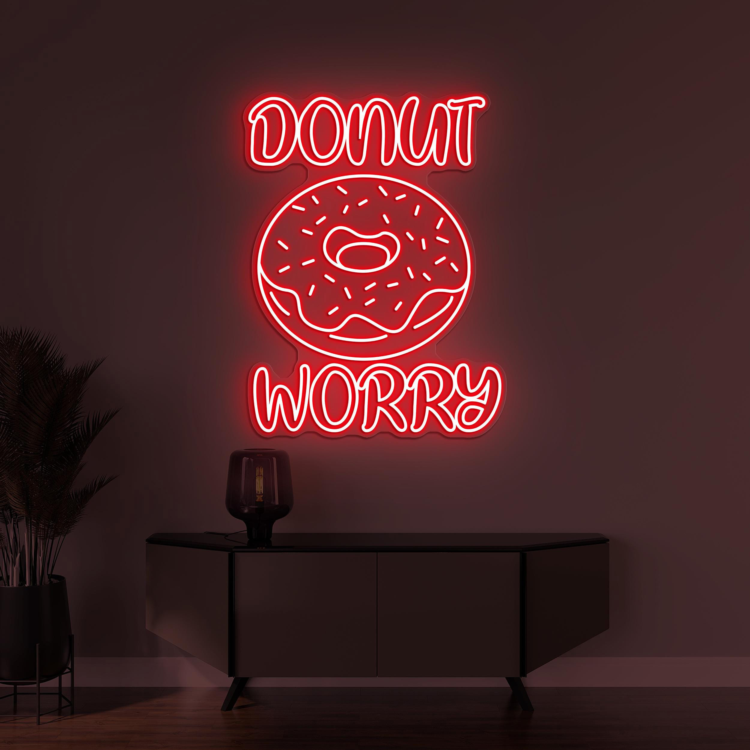 Donut Worry Neon Sign, Donut Worry LED Light, Donut Cake Wall Sign, Birthday Gift, Kitchen Wall Decor, Donut Cafe Wall Art, Donut Led Light