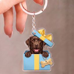 Personalized Name Labrador Dog Gift Box Acrylic Keychain