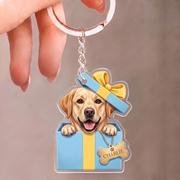 Personalized Name Labrador Dog Gift Box Acrylic Keychain