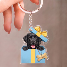 Personalized Name Labrador Dog Gift Box Acrylic Keychain